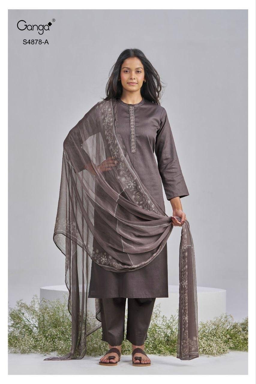 GAMINI 4878 By GANGA FASHION Stylish Beautiful Colourful PREMIUM PURE BEMBERG Dresses At Wholesale Price